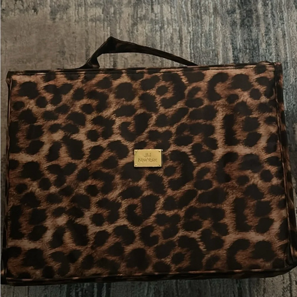 Joy Mangano Better Beauty Case | Leopard Print Roll-Up Organizer + mini